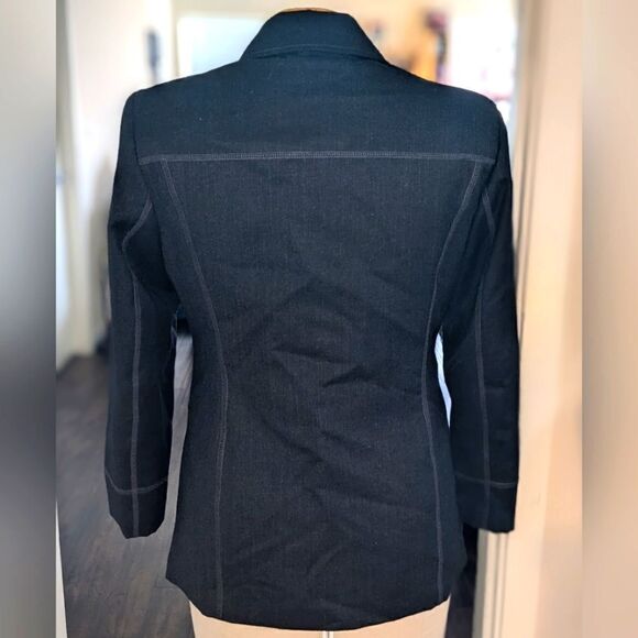$5 Item! Bianca Nygard Petites 12P Pure New Wool Black Contrast Stitch Jacket - Picture 7 of 13